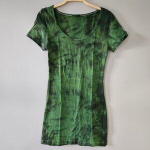Forest Muse II Green Tie Dye Mini Dress / Tunic (Medium) NWOT